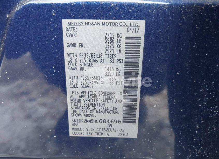 Photo 9 of 2017 Nissan Pathfinder SL (VIN 5N1DR2MM9HC684696)