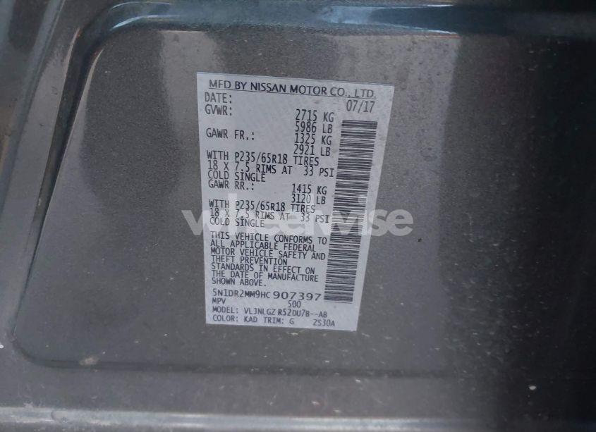 Photo 9 of 2017 Nissan Pathfinder SL (VIN 5N1DR2MM9HC907397)