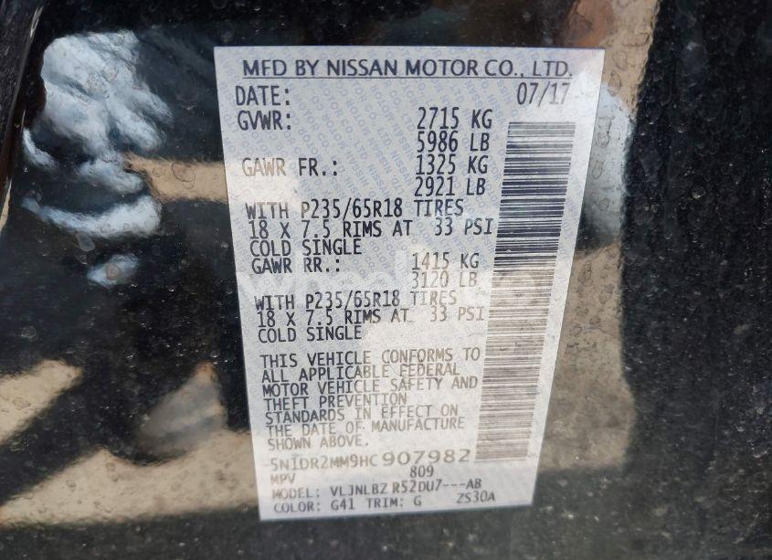 Photo 9 of 2017 Nissan Pathfinder S (VIN 5N1DR2MM9HC907982)