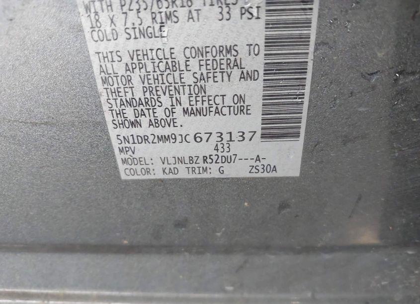 Photo 9 of 2018 Nissan Pathfinder S (VIN 5N1DR2MM9JC673137)