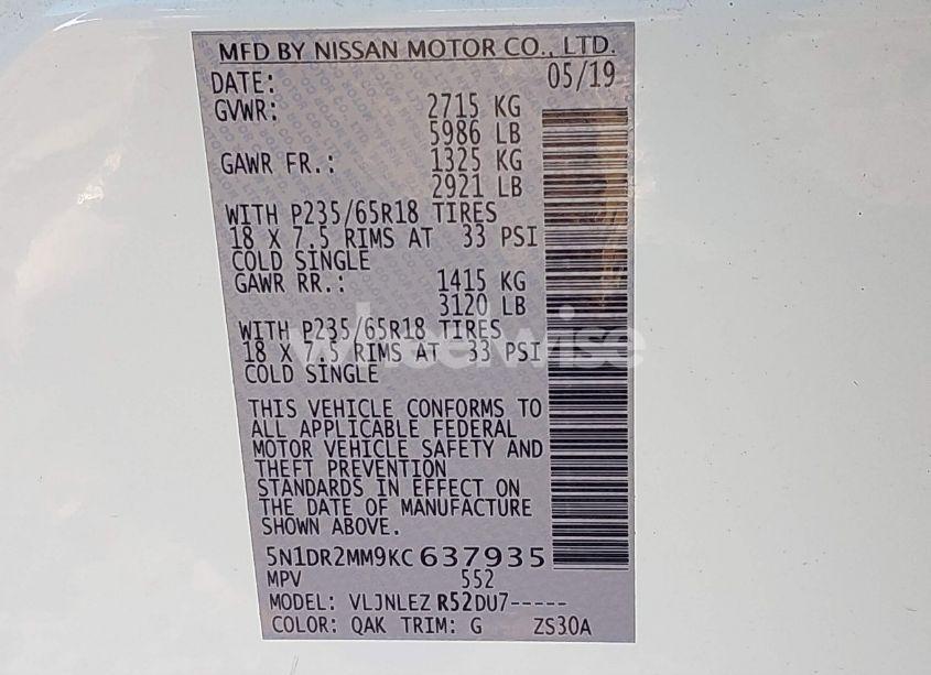 Photo 9 of 2019 Nissan Pathfinder SV (VIN 5N1DR2MM9KC637935)