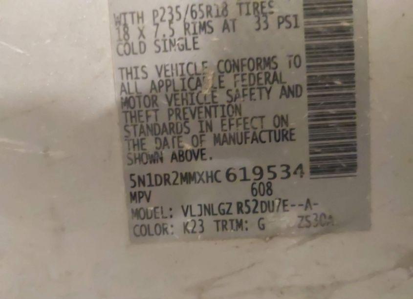 Photo 9 of 2017 Nissan Pathfinder SL (VIN 5N1DR2MMXHC619534)