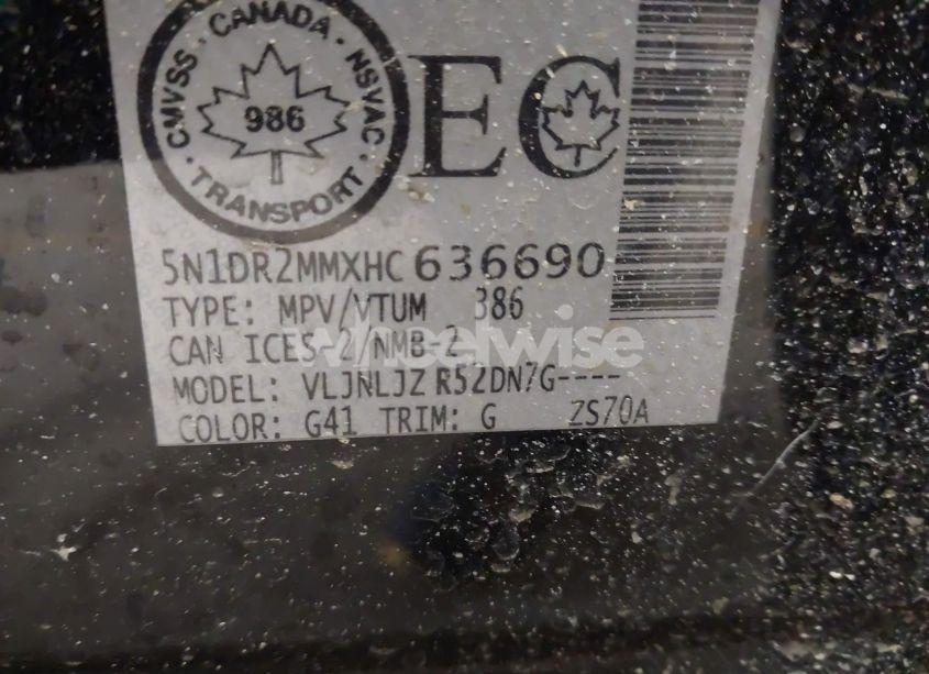 Photo 9 of 2017 Nissan Pathfinder PLATINUM/S/SL/SV (VIN 5N1DR2MMXHC636690)