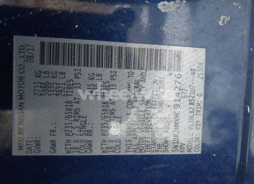 Photo 9 of 2017 Nissan Pathfinder S (VIN 5N1DR2MMXHC914276)