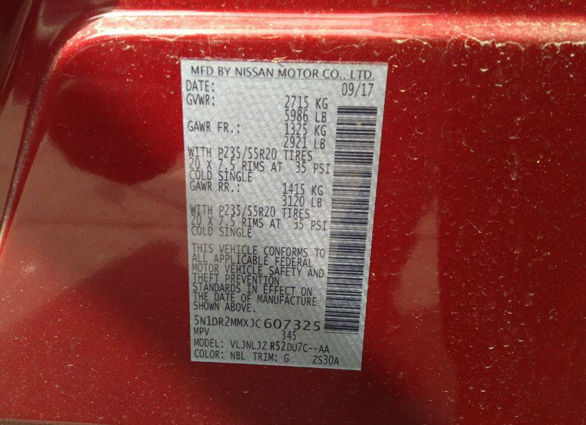 Photo 9 of 2018 Nissan Pathfinder PLATINUM (VIN 5N1DR2MMXJC607325)