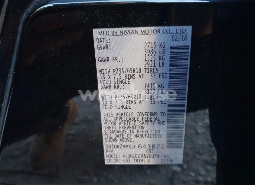 Photo 9 of 2018 Nissan Pathfinder SV (VIN 5N1DR2MMXJC643872)