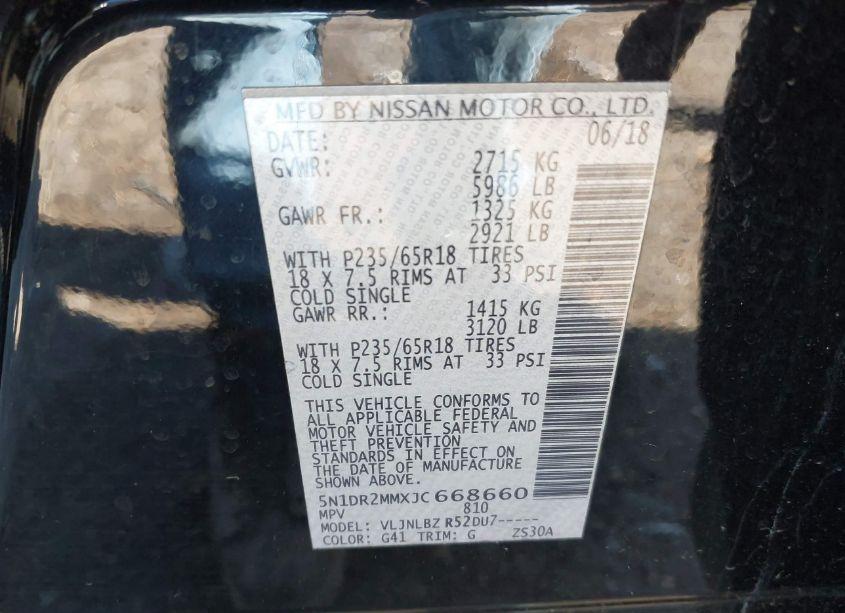 Photo 9 of 2018 Nissan Pathfinder S (VIN 5N1DR2MMXJC668660)