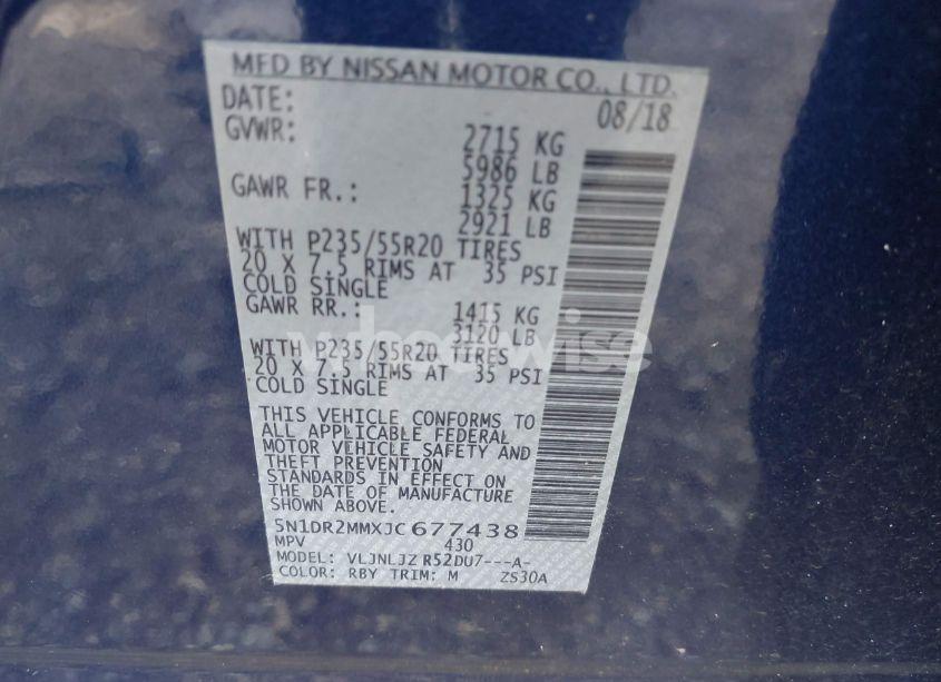 Photo 9 of 2018 Nissan Pathfinder PLATINUM (VIN 5N1DR2MMXJC677438)