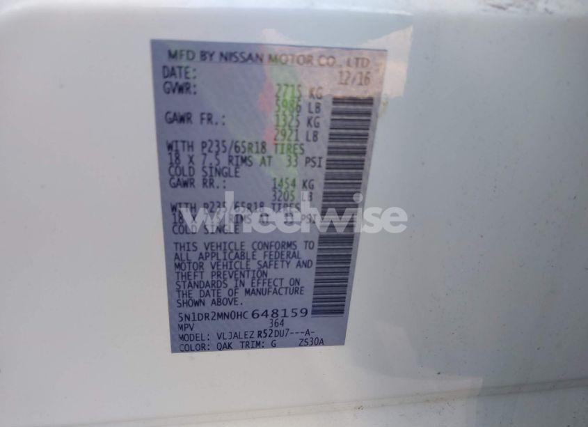 Photo 9 of 2017 Nissan Pathfinder SV (VIN 5N1DR2MN0HC648159)