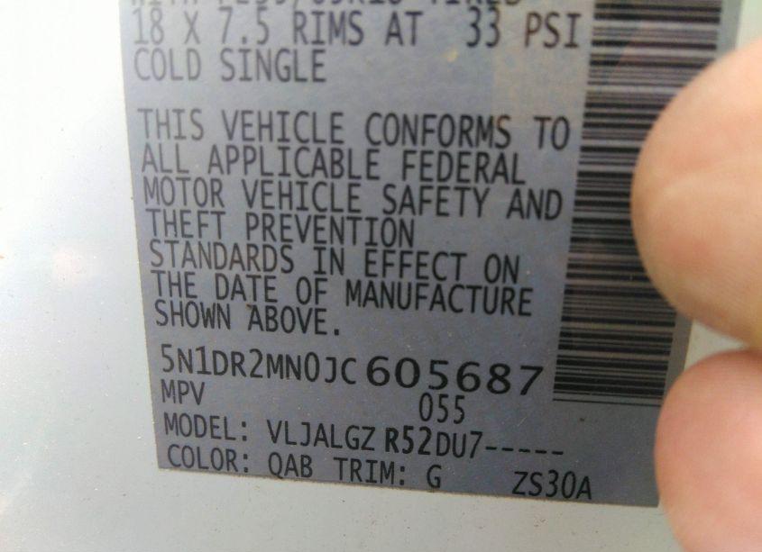 Photo 9 of 2018 Nissan Pathfinder SL (VIN 5N1DR2MN0JC605687)