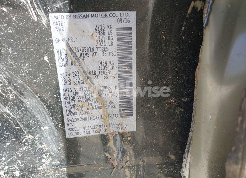 Photo 9 of 2017 Nissan Pathfinder SV (VIN 5N1DR2MN1HC619690)