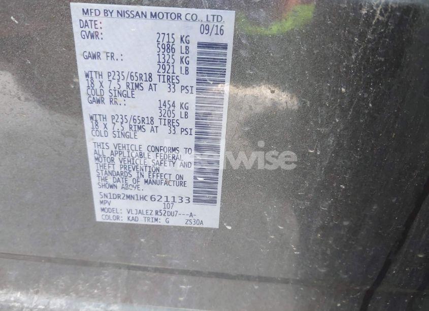 Photo 9 of 2017 Nissan Pathfinder (VIN 5N1DR2MN1HC621133)