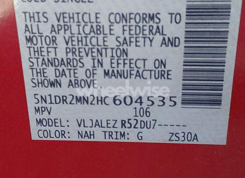 Photo 9 of 2017 Nissan Pathfinder PLATINUM/S/SL/SV (VIN 5N1DR2MN2HC604535)