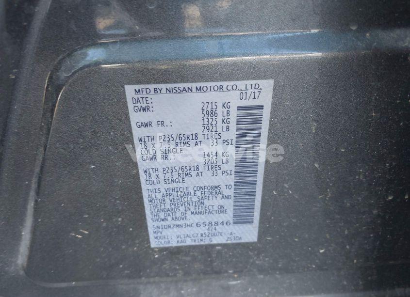 Photo 9 of 2017 Nissan Pathfinder SL (VIN 5N1DR2MN3HC658846)