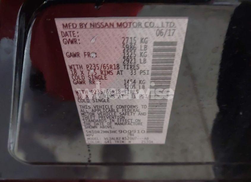 Photo 9 of 2017 Nissan Pathfinder S/SV/SL/PLATINUM (VIN 5N1DR2MN3HC900910)