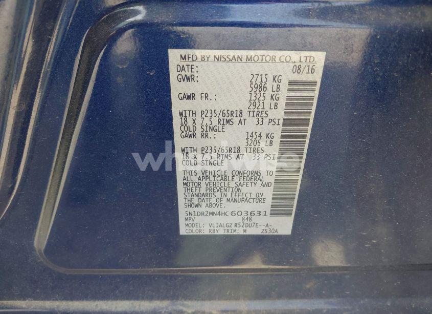 Photo 9 of 2017 Nissan Pathfinder SL (VIN 5N1DR2MN4HC603631)