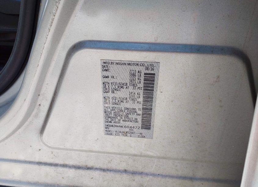 Photo 9 of 2017 Nissan Pathfinder S (VIN 5N1DR2MN4HC604472)