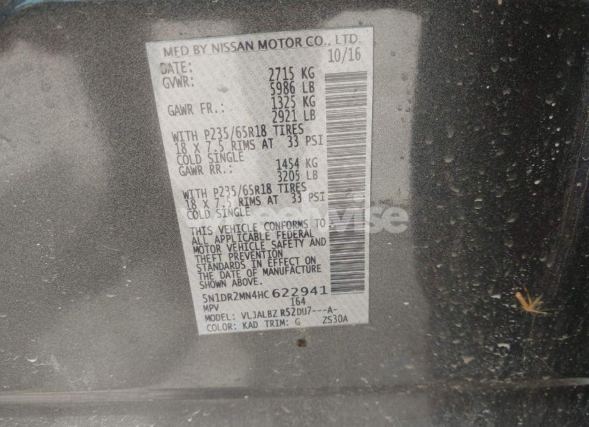 Photo 9 of 2017 Nissan Pathfinder S (VIN 5N1DR2MN4HC622941)