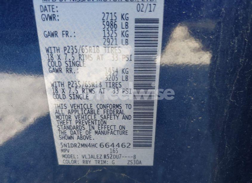 Photo 17 of 2017 Nissan Pathfinder SV (VIN 5N1DR2MN4HC664462)