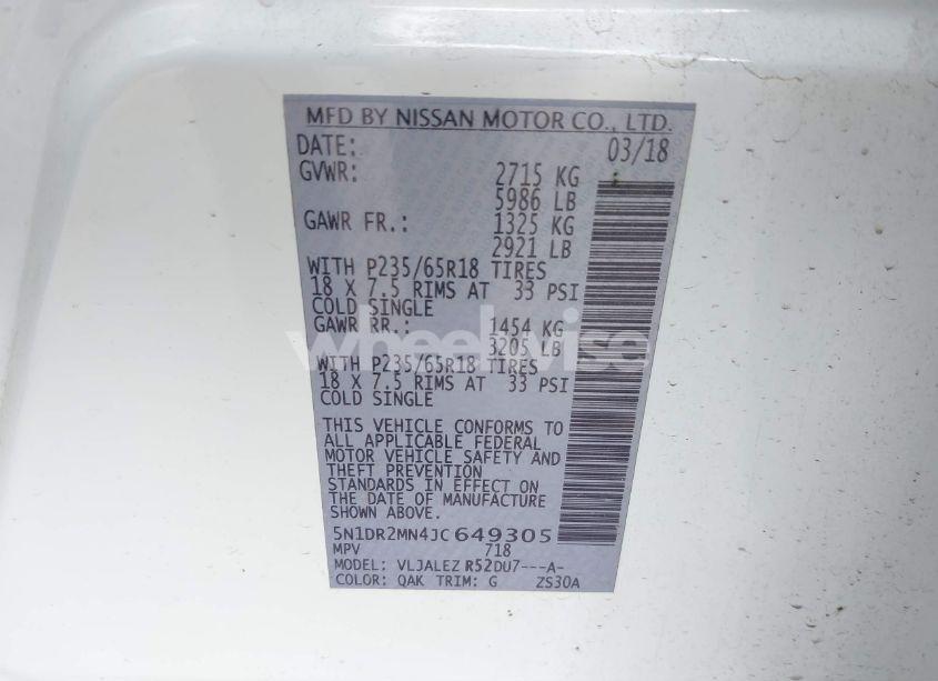 Photo 9 of 2018 Nissan Pathfinder SV (VIN 5N1DR2MN4JC649305)