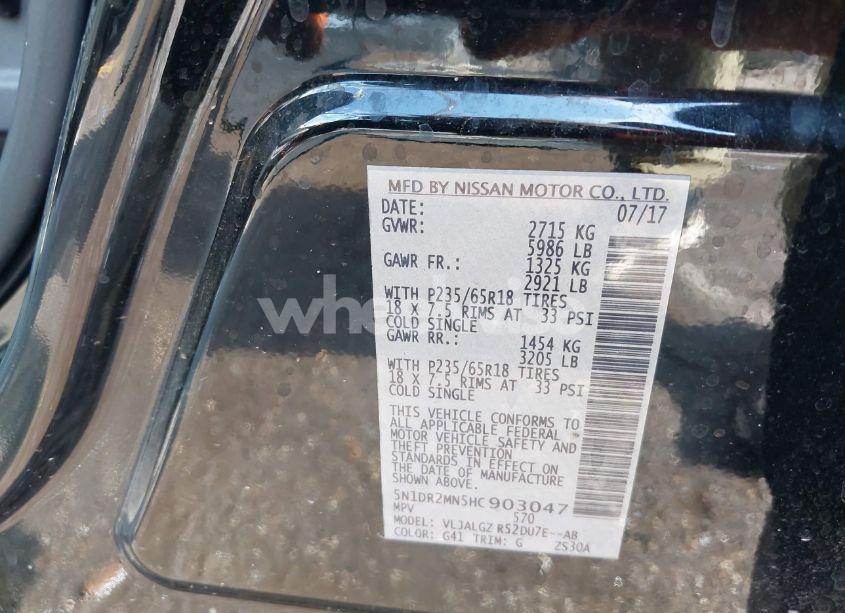 Photo 9 of 2017 Nissan Pathfinder SL (VIN 5N1DR2MN5HC903047)