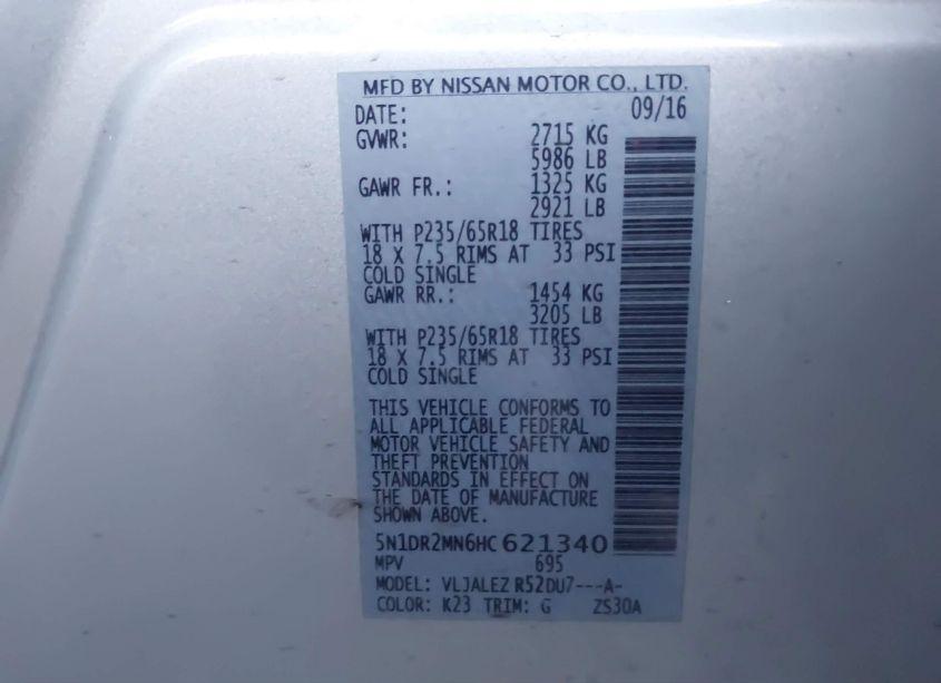 Photo 9 of 2017 Nissan Pathfinder SV (VIN 5N1DR2MN6HC621340)