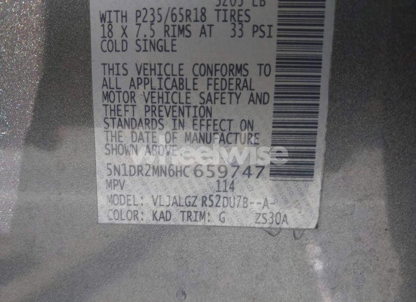 Photo 9 of 2017 Nissan Pathfinder SL (VIN 5N1DR2MN6HC659747)