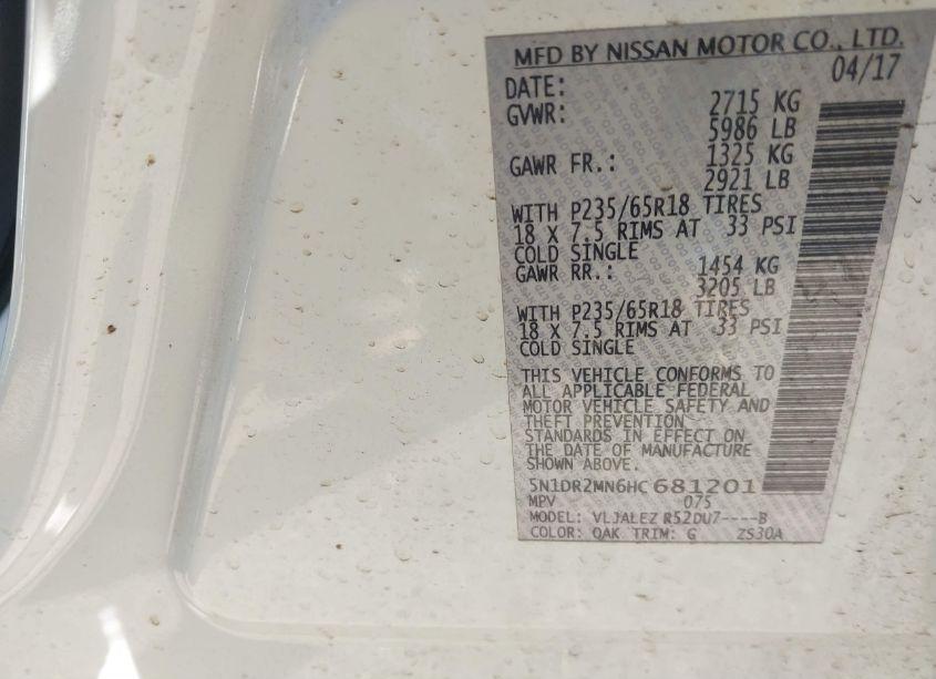 Photo 9 of 2017 Nissan Pathfinder SV (VIN 5N1DR2MN6HC681201)