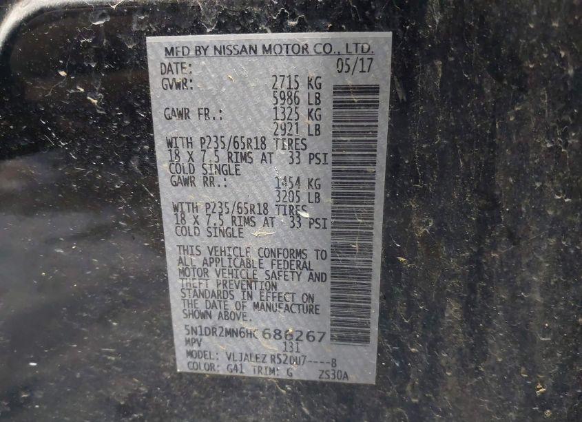 Photo 9 of 2017 Nissan Pathfinder SV (VIN 5N1DR2MN6HC686267)