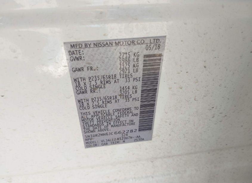 Photo 9 of 2018 Nissan Pathfinder SV (VIN 5N1DR2MN6JC662282)