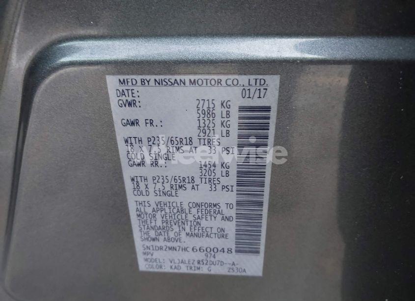 Photo 9 of 2017 Nissan Pathfinder SV (VIN 5N1DR2MN7HC660048)