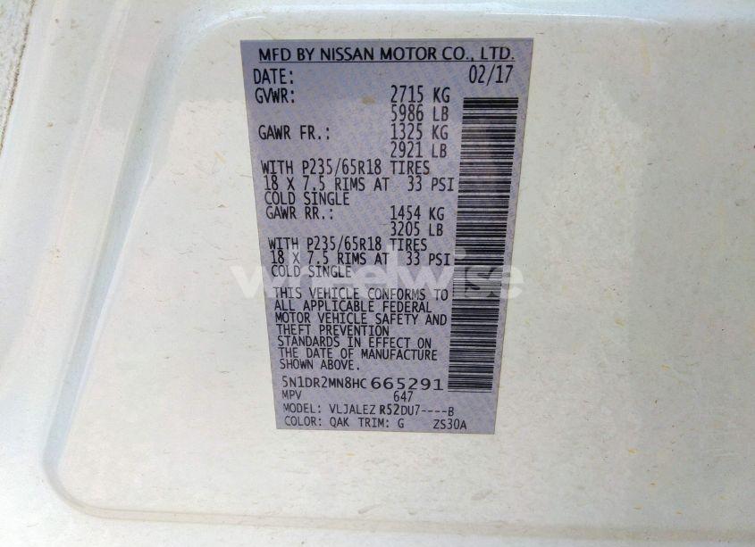 Photo 9 of 2017 Nissan Pathfinder SV (VIN 5N1DR2MN8HC665291)