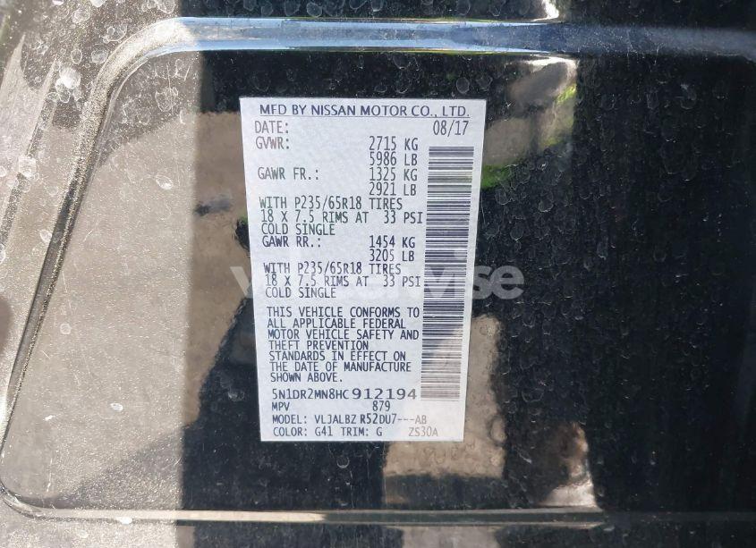 Photo 9 of 2017 Nissan Pathfinder S (VIN 5N1DR2MN8HC912194)