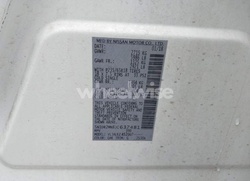 Photo 9 of 2018 Nissan Pathfinder SV (VIN 5N1DR2MN8JC637481)