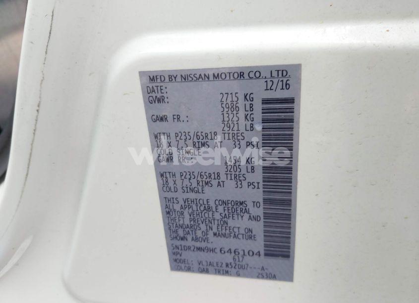 Photo 9 of 2017 Nissan Pathfinder SV (VIN 5N1DR2MN9HC646104)