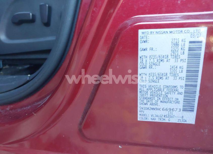 Photo 9 of 2017 Nissan Pathfinder SL (VIN 5N1DR2MN9HC669673)