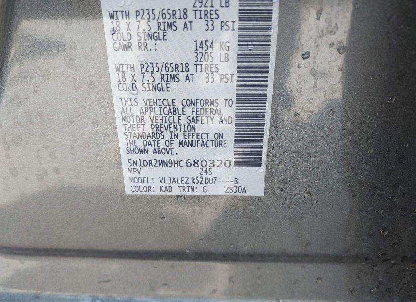 Photo 9 of 2017 Nissan Pathfinder SV (VIN 5N1DR2MN9HC680320)