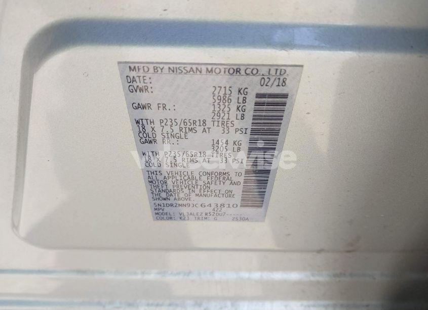 Photo 9 of 2018 Nissan Pathfinder SV (VIN 5N1DR2MN9JC643810)