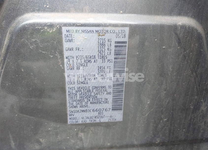 Photo 9 of 2018 Nissan Pathfinder S (VIN 5N1DR2MN9JC660767)