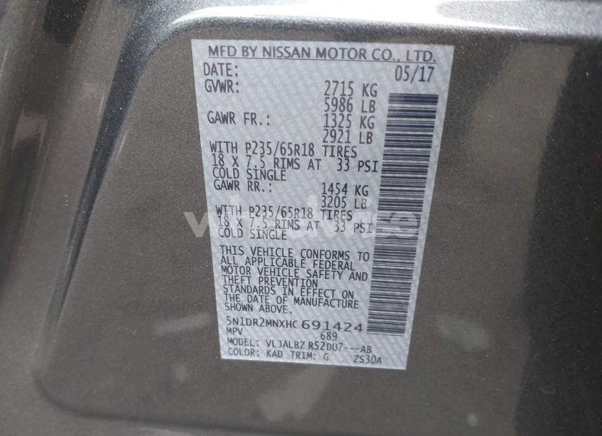 Photo 9 of 2017 Nissan Pathfinder S (VIN 5N1DR2MNXHC691424)