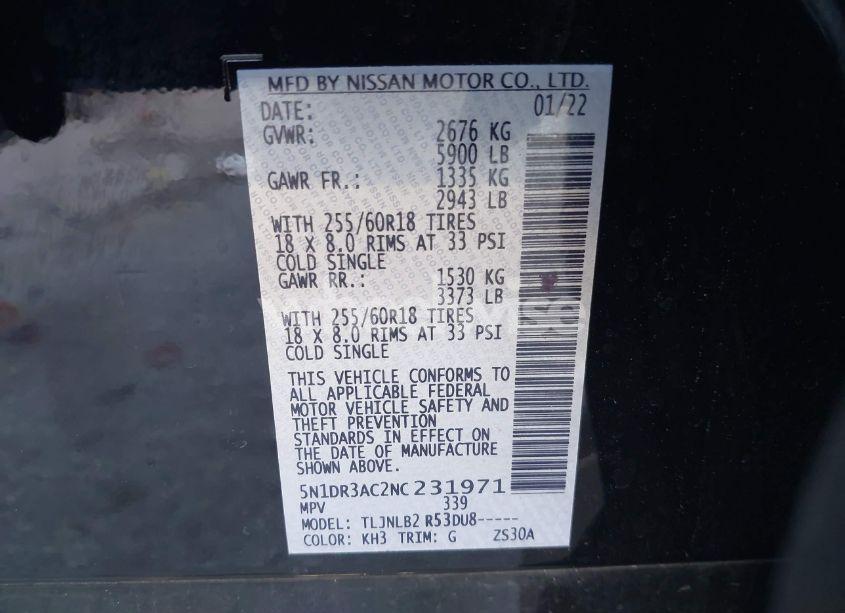 Photo 9 of 2022 Nissan Pathfinder S 4WD (VIN 5N1DR3AC2NC231971)