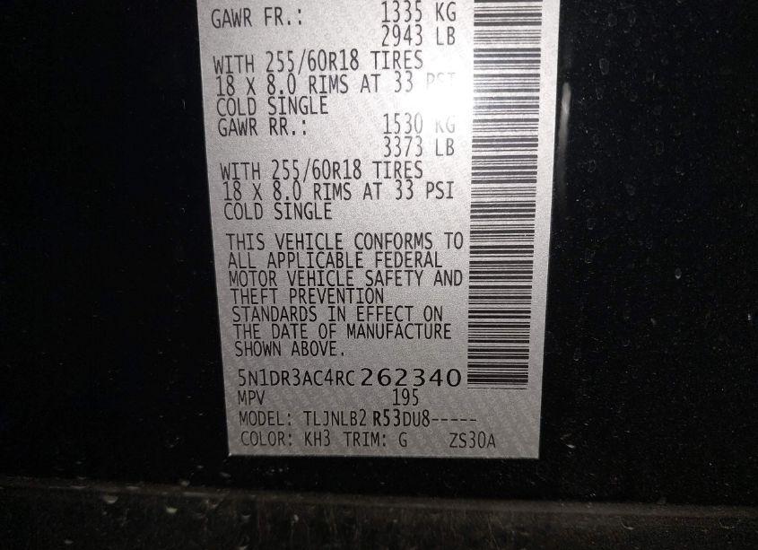 Photo 9 of 2024 Nissan Pathfinder S 4WD (VIN 5N1DR3AC4RC262340)