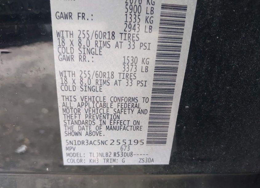 Photo 9 of 2022 Nissan Pathfinder S 4WD (VIN 5N1DR3AC5NC255195)