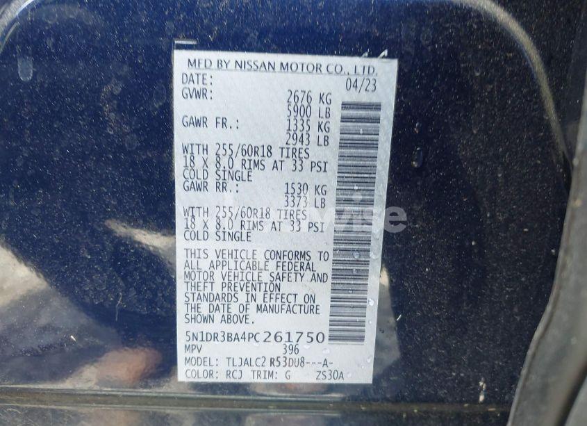 Photo 9 of 2023 Nissan Pathfinder SV FWD (VIN 5N1DR3BA4PC261750)