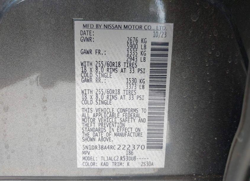 Photo 9 of 2024 Nissan Pathfinder SV FWD (VIN 5N1DR3BA4RC222370)