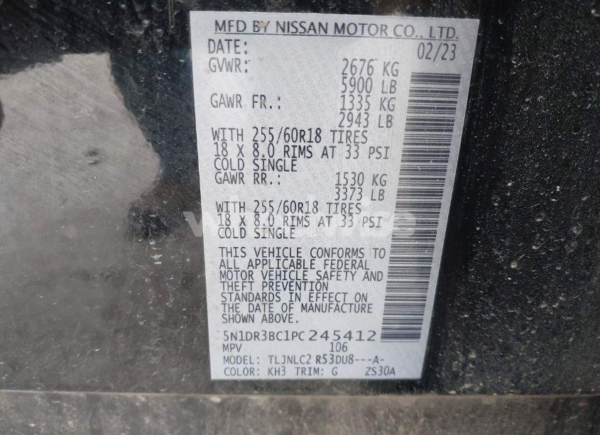 Photo 9 of 2023 Nissan Pathfinder SV 4WD (VIN 5N1DR3BC1PC245412)