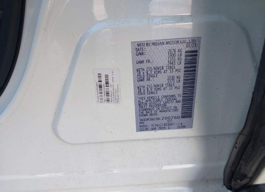 Photo 9 of 2024 Nissan Pathfinder SV 4WD (VIN 5N1DR3BD3RC200760)