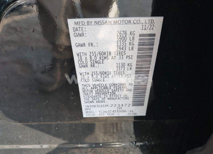 Photo 9 of 2023 Nissan Pathfinder SL FWD (VIN 5N1DR3CA1PC223472)