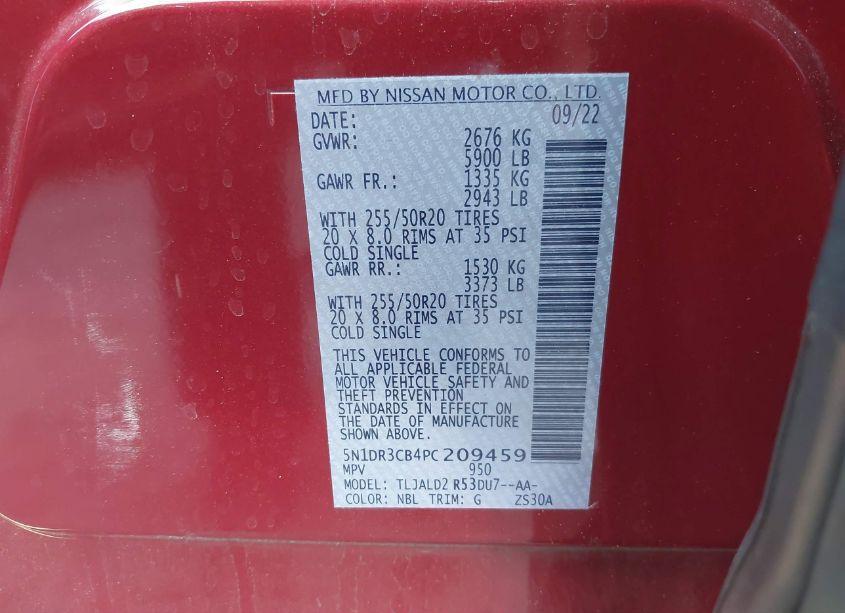 Photo 9 of 2023 Nissan Pathfinder SL FWD (VIN 5N1DR3CB4PC209459)