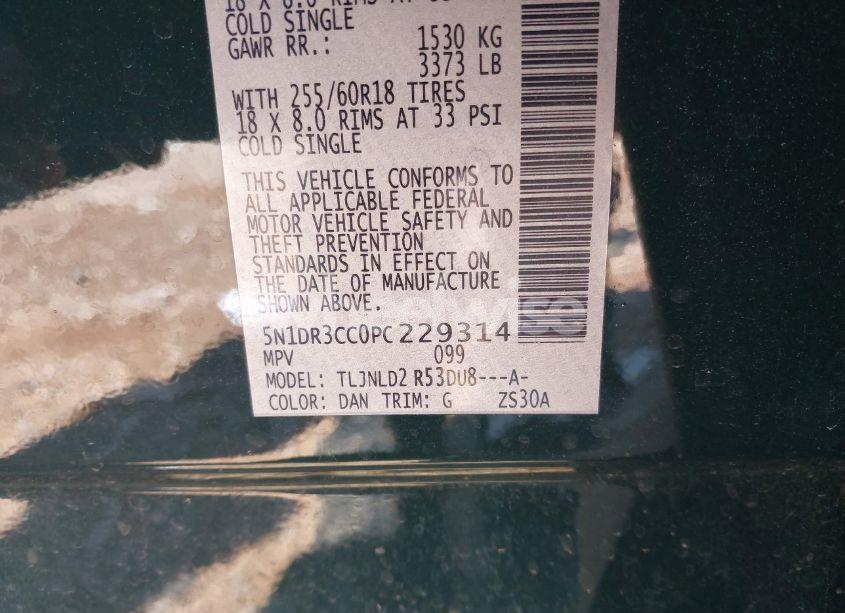 Photo 9 of 2023 Nissan Pathfinder SL 4WD (VIN 5N1DR3CC0PC229314)